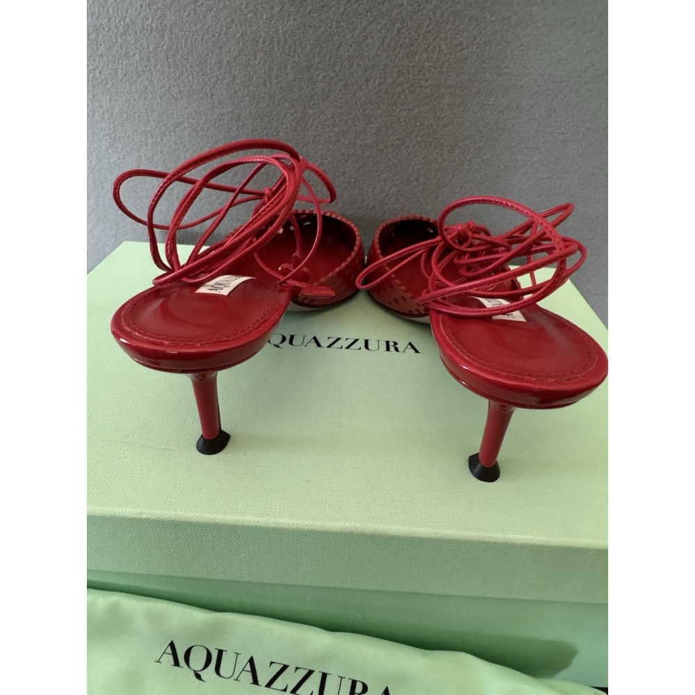Aquazzura Amourose 50 Pump Lipstick Red Patent Leather Heart Cutout Heels 37 - Picture 5 of 9